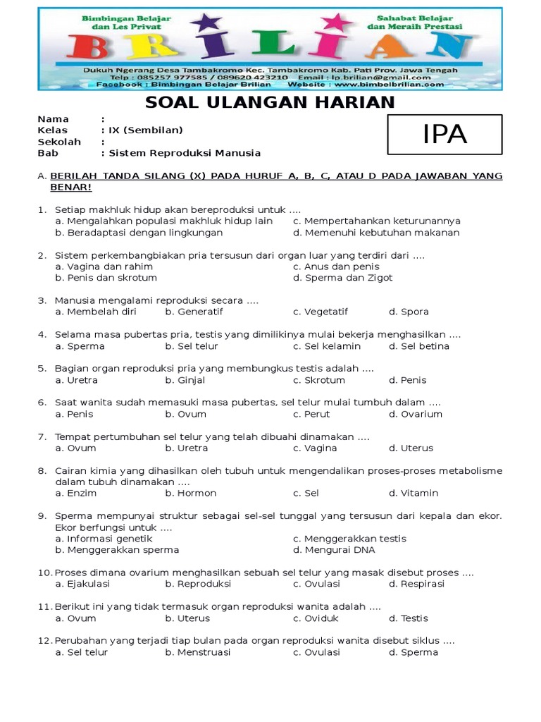 Soal Hots Ipa Pembelahan Sel Kelas 9