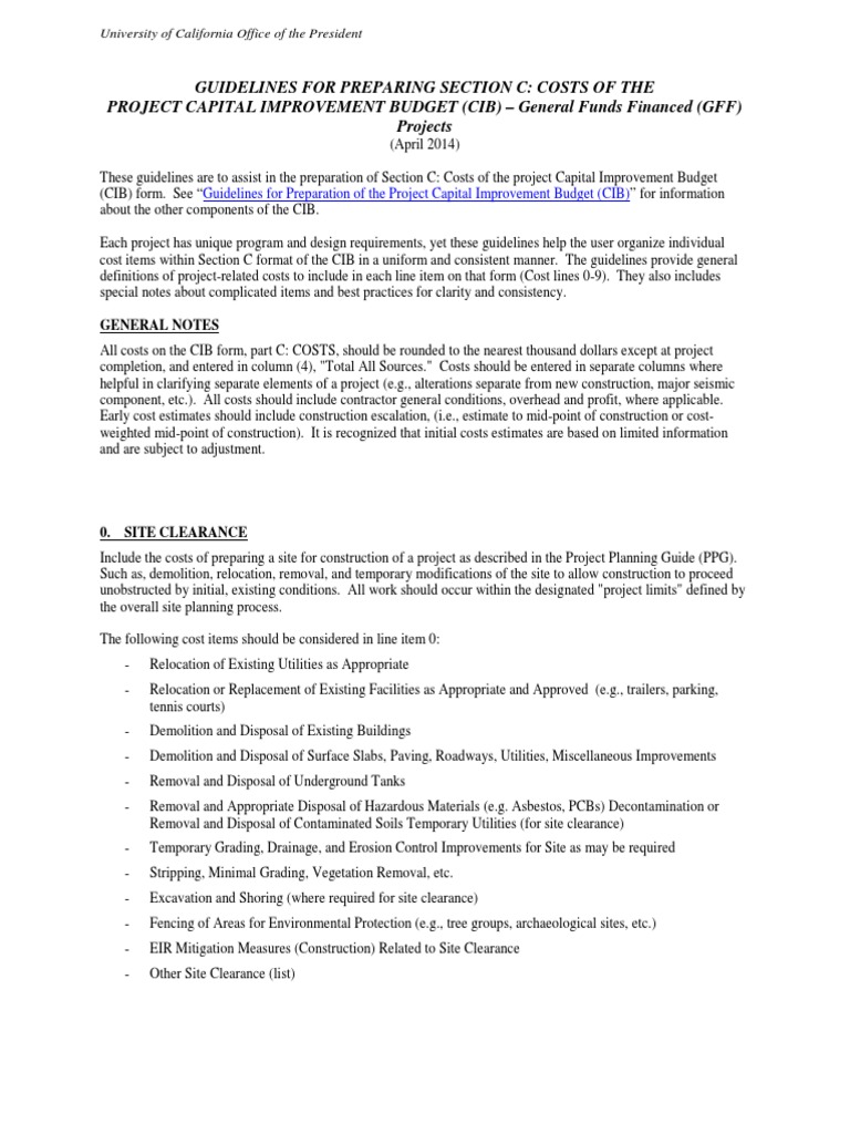 Capital Cost Estimate Guidelines PDF Construction Management