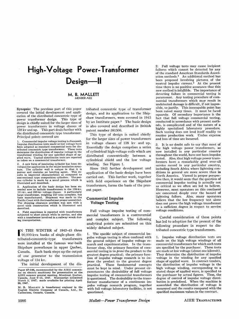 High Voltage Transformer Testing Insights | PDF | Transformer ...