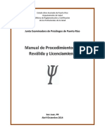 Manual de Procedimientos de La Reválida de Psicólogos de Puerto Rico