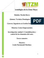 UNIDAD 2 INVESTIGACION- CONTABILIZACIÓN Y CONTRL DE LOS ELEMENTOS DEL COSTO..docx