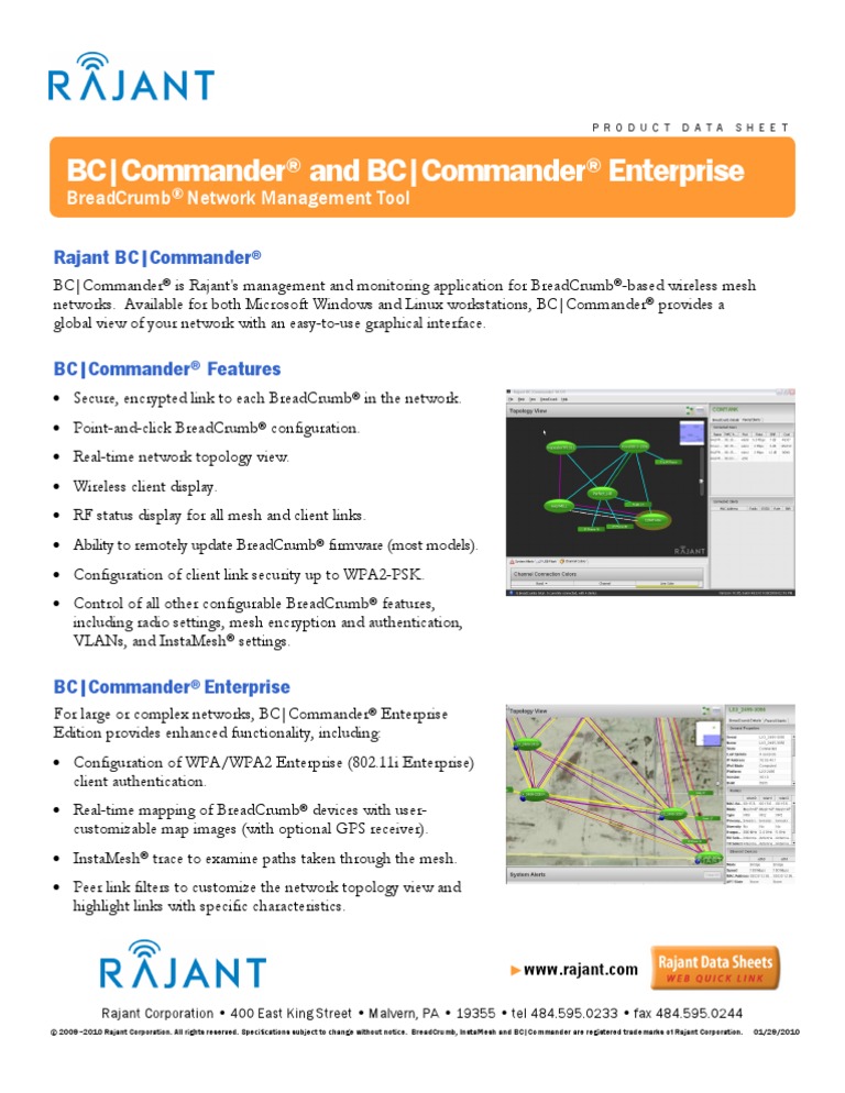Rajant BCCommander Data Sheet | PDF | Computer Network | System Software