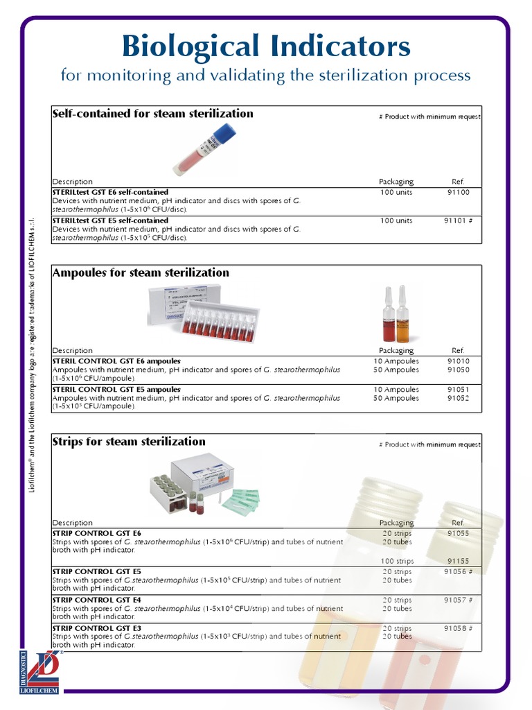 Biological Indicators PDF Sterilization (Microbiology) Chemical