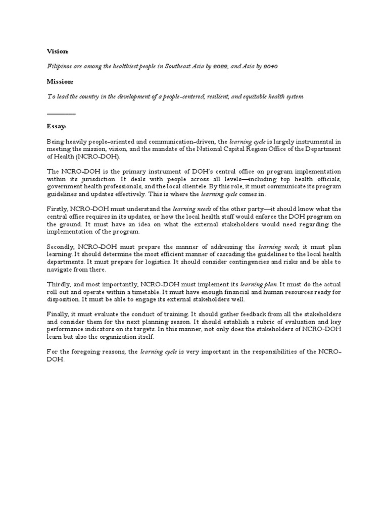 Training Essay - Doh | Pdf