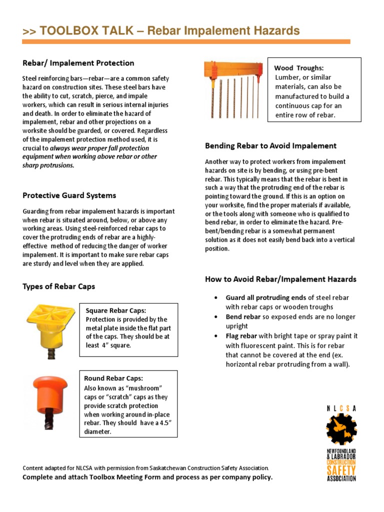 Rebar Impalement Hazards TBT FINAL July 2017 PDF Engineering
