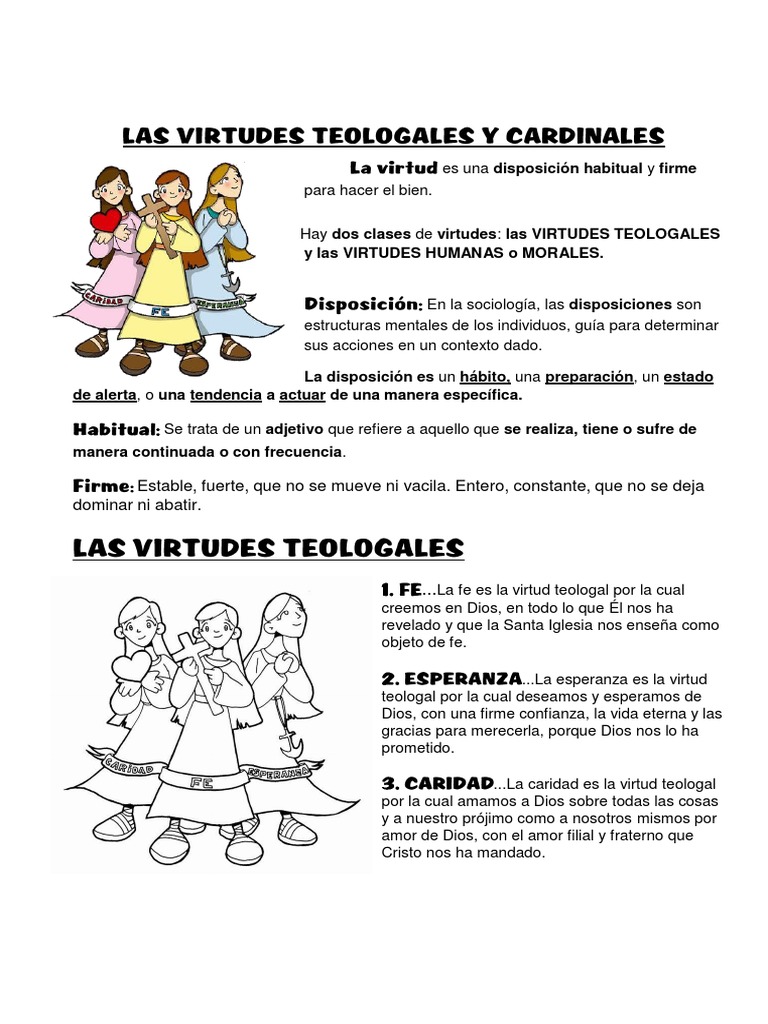 orificio de soplado estimular Lógicamente FICHA Las Virtudes Teologales y Cardinales | PDF | Fe | Amor