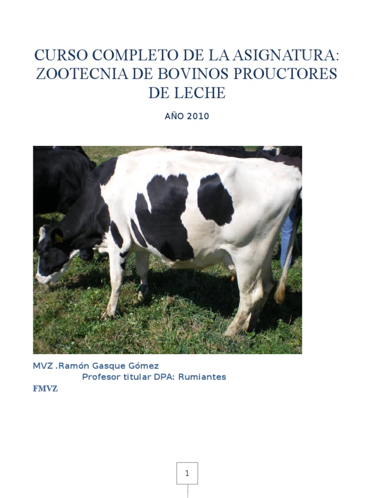 Curso Completo de Zootecnia de Bovinos Productores de Leche 1 | PDF ...