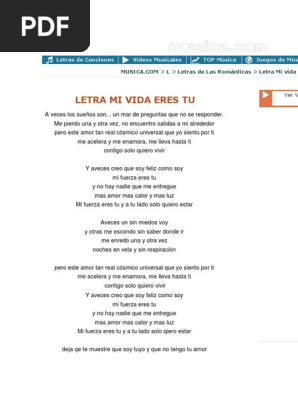Letra Mi Vida Eres Tu Entretenimiento General Ocio