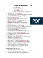 Prepositions of Time and Place - Key