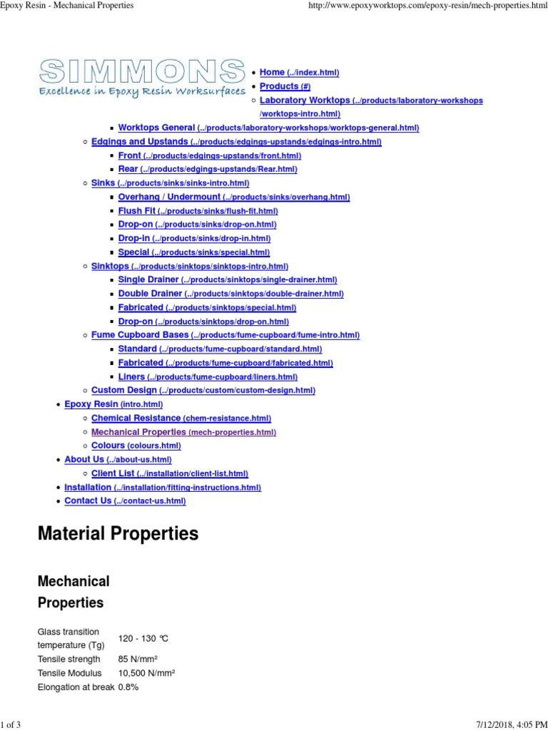 Epoxy Resin - Mechanical Properties | PDF | Countertop | Building ...