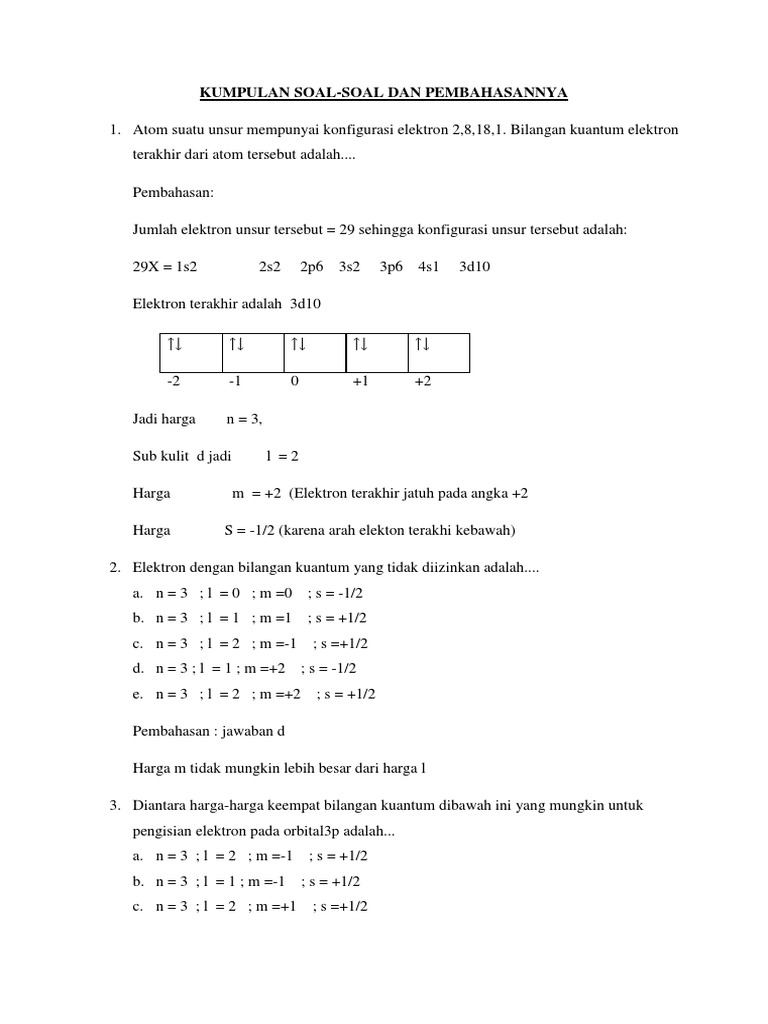 Soal Kimia Konfigurasi Elektron Pdf
