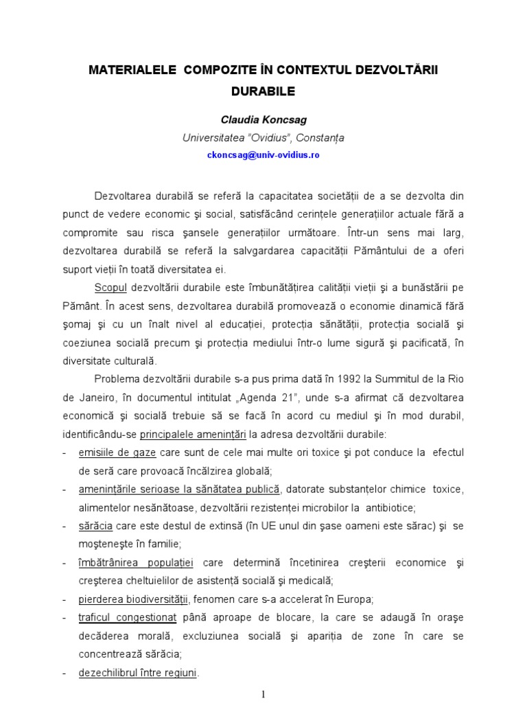 Materiale Compozite Sustenabile | PDF