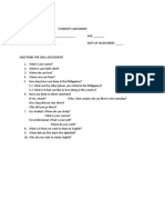 Student's Assessment Form