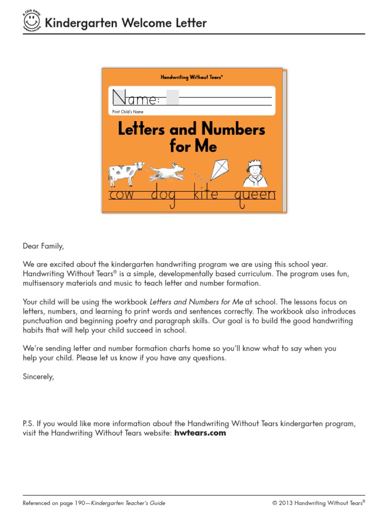 Kindergarten Handwriting Without Tears, PDF
