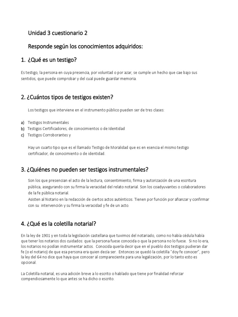 Testigos Instrumentales y Coletilla Notarial | PDF | Instituciones ...