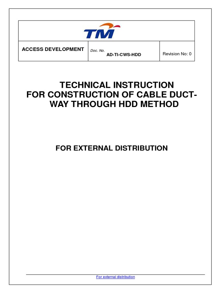HDD Method for Cable Duct Construction | PDF | Drilling | Road
