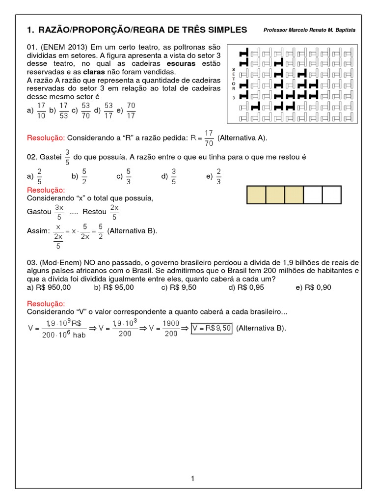 Exercícios de Razão e Proporção ENEM | PDF | Natureza