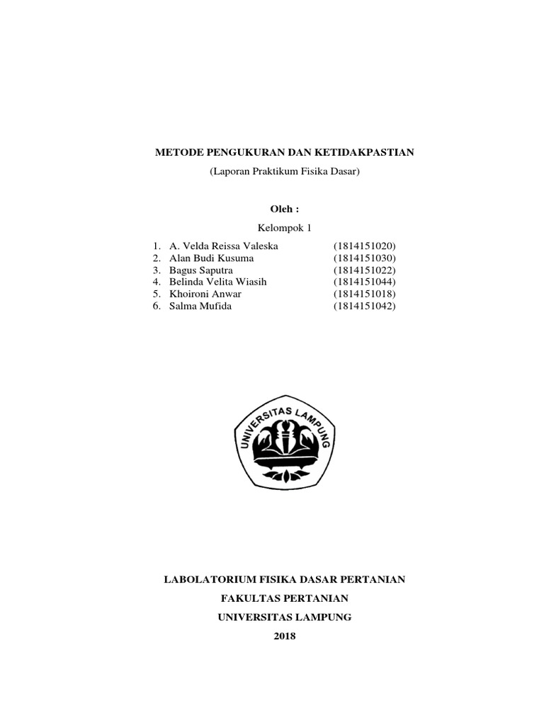 Laporan Praktikum Fisika Dasar Metode Pengukuran Dan Ketidakpastian Pdf