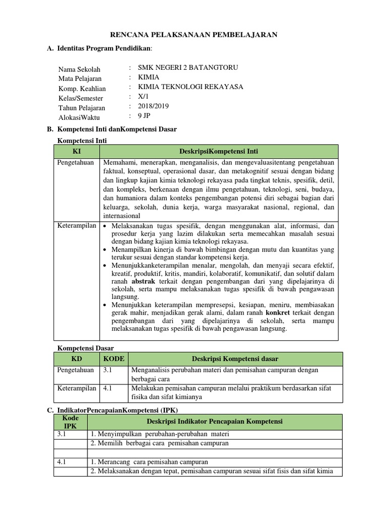3 1 Rpp Materi Dan Perubahannya Smk Teknologi Dan Rekayasa