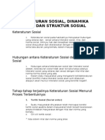 Keteraturan Sosial, Dinamika Sosial, dan Struktur Sosial