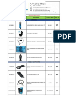 Lista de accesorios IMEXX con precios y códigos de producto