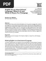 McKay, S. (2018). English as an International Language- What It is and What It Means for Pedagogy