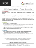 Job Description Shift Charge Engineer 