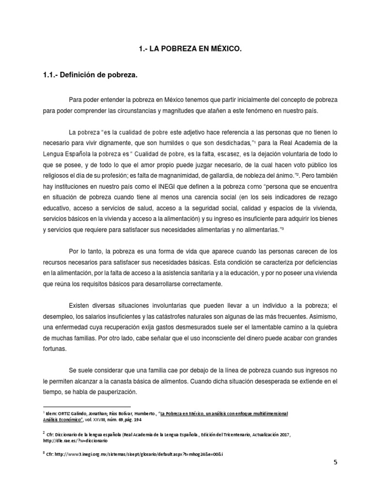 Definición y contexto de la pobreza en México | PDF | Pobreza | Pobreza ...