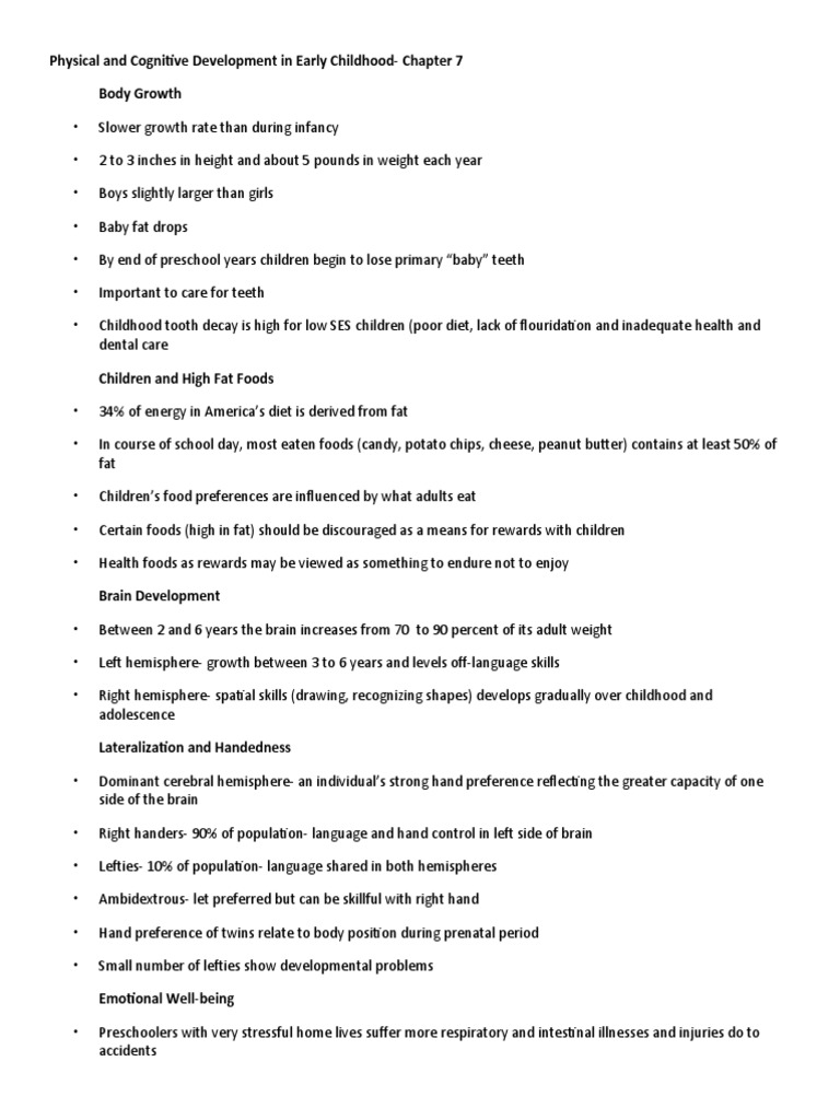 Early Childhood Physical and Cognitive Growth | PDF | Child Development ...