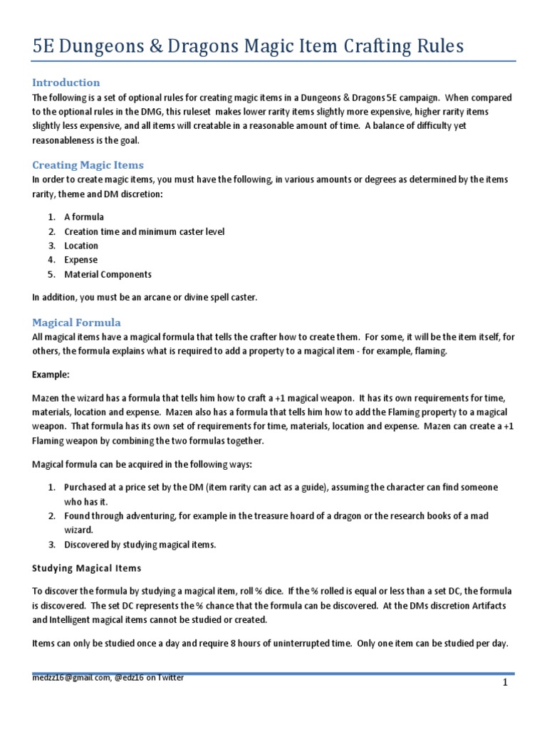 5E Crafting Rules.pdf Dungeons & Dragons Fantasy