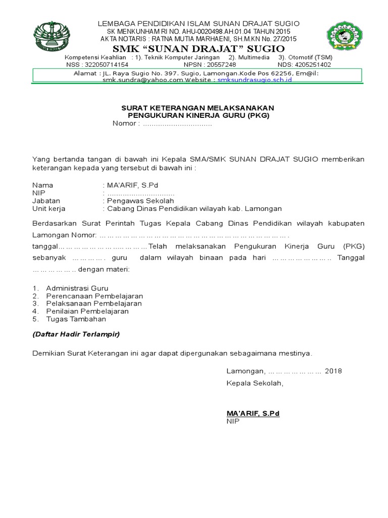 Contoh Surat Taklik Tambahan