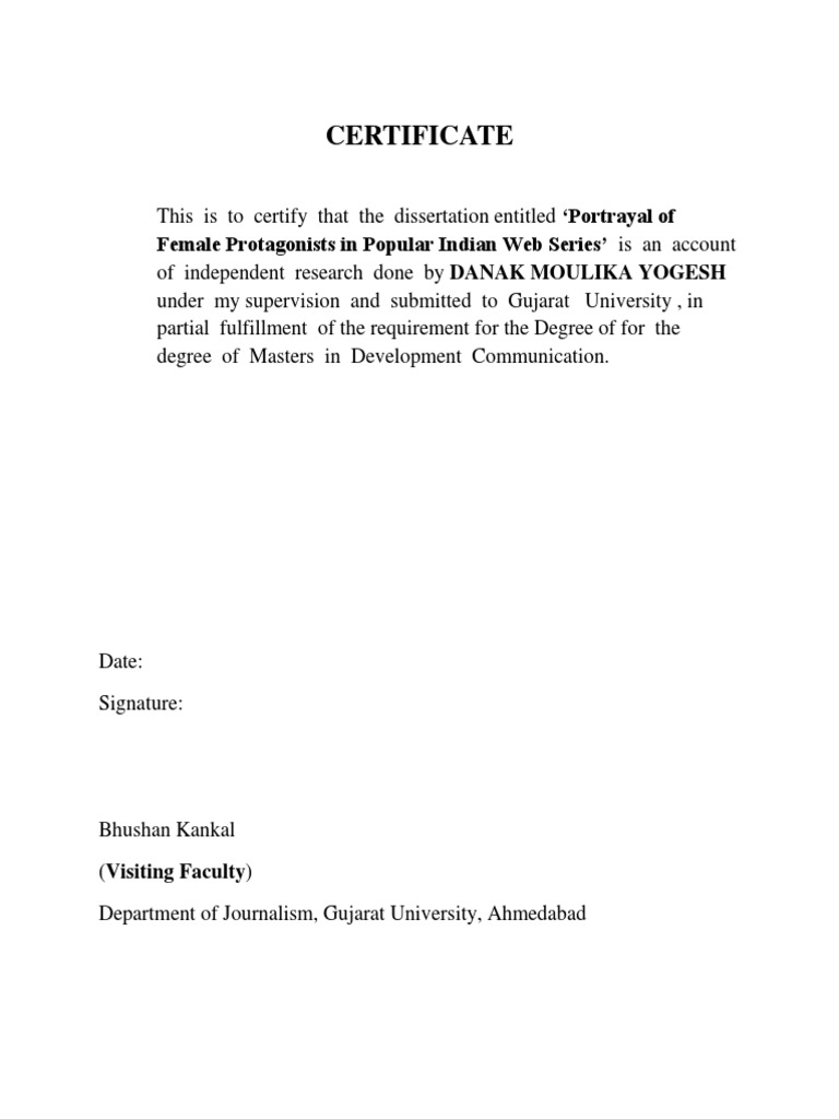 certificate format for dissertation