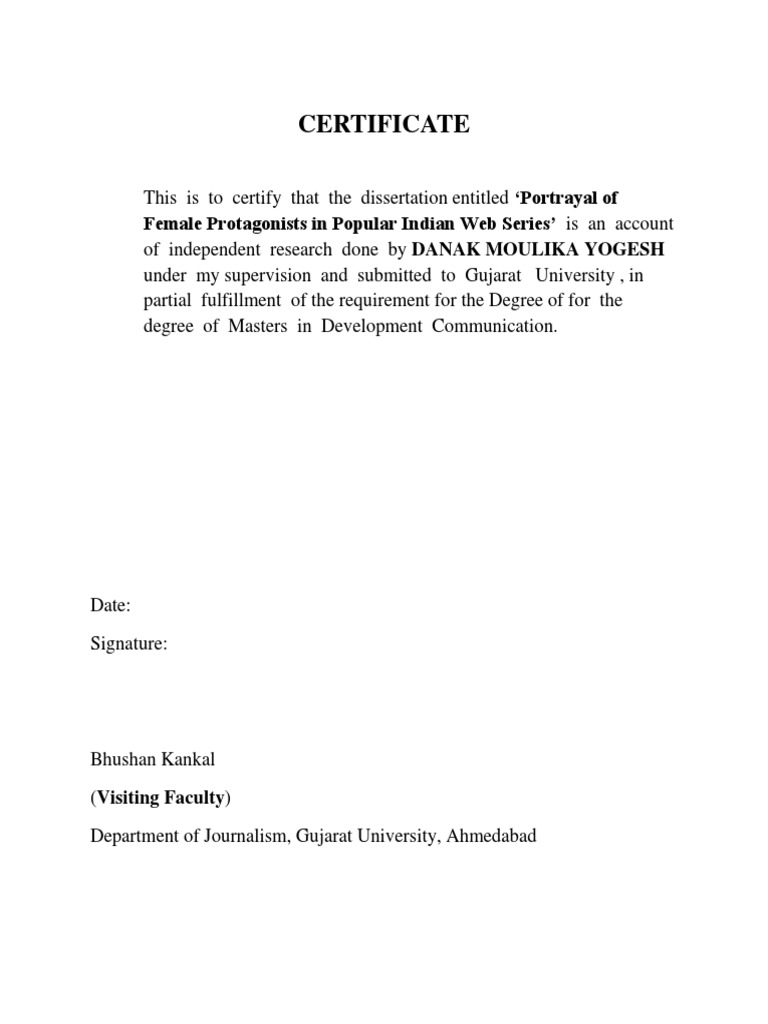 declaration for dissertation sample