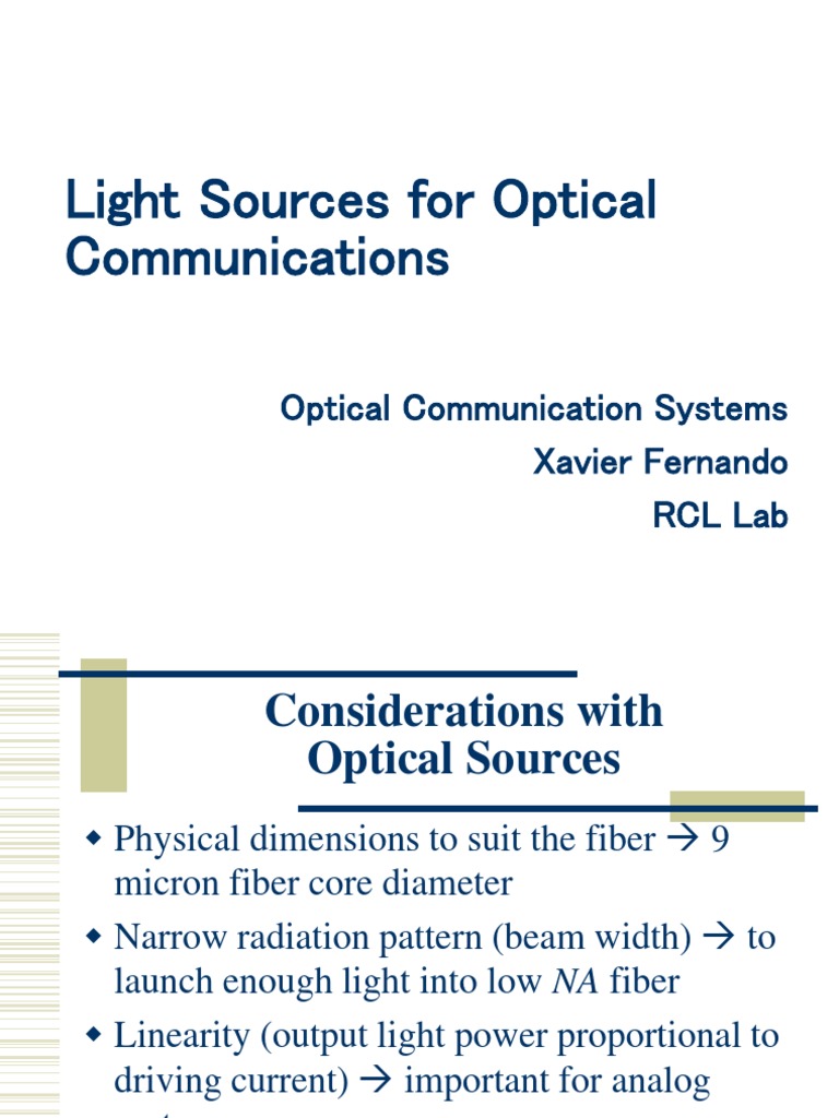 Light Sources For Optical Communications: Optical Communication Systems ...