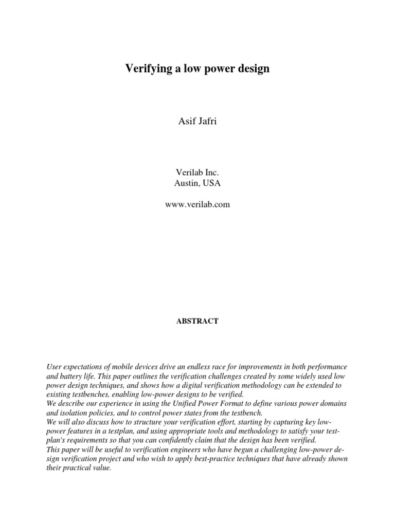Low Power Design Verification Techniques | PDF | System On A Chip ...