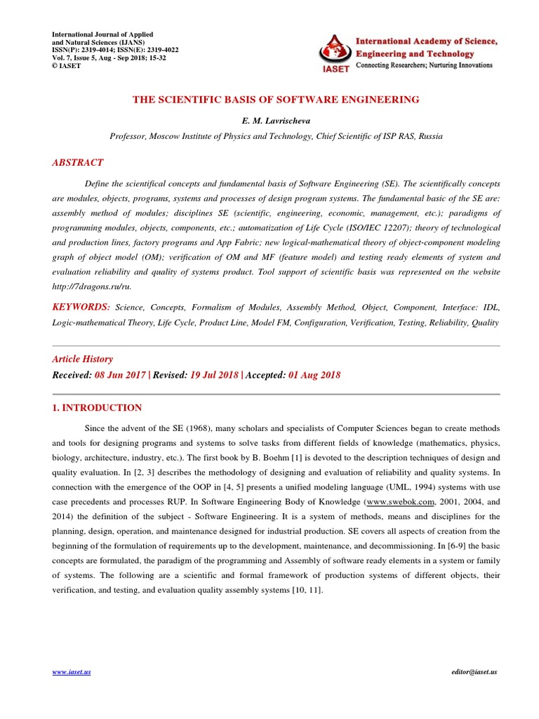 Ijans-The Scientific Basis of Software Engineering | PDF | Software ...