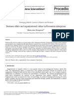 Business Ethics and Organizational Values in Romanian Enterprises