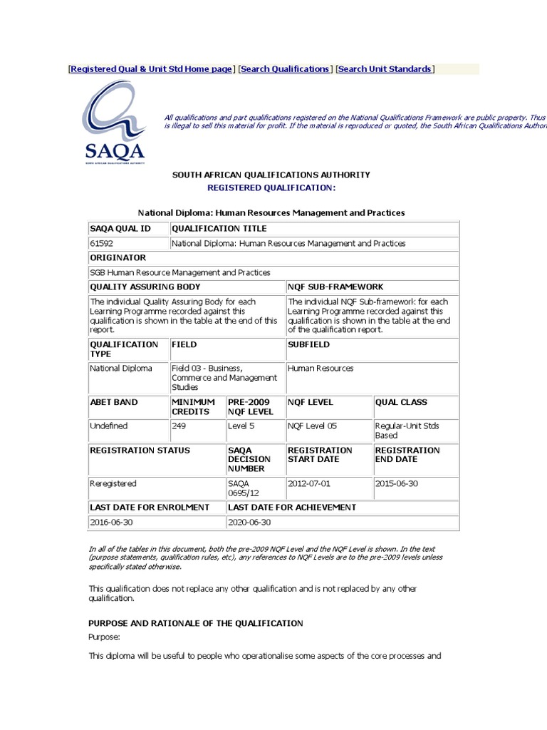 National Diploma in HR Management | PDF | Human Resources | Human ...