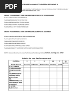 Students Guide in Computer System Servicing 9: Group Performance Task On Personal Computer Dissassembly