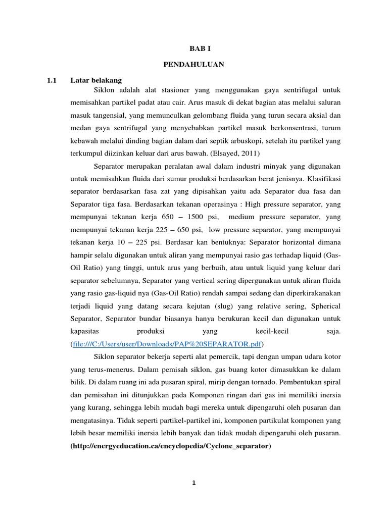 Cyclone Separator: Prinsip dan Efisiensi | PDF | Sains & Matematika