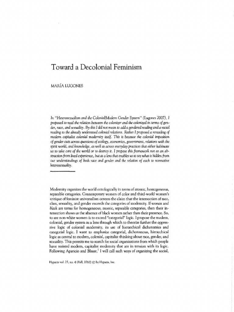 Decolonial Feminism and Gender Hierarchies | PDF | Gender | Gender Studies