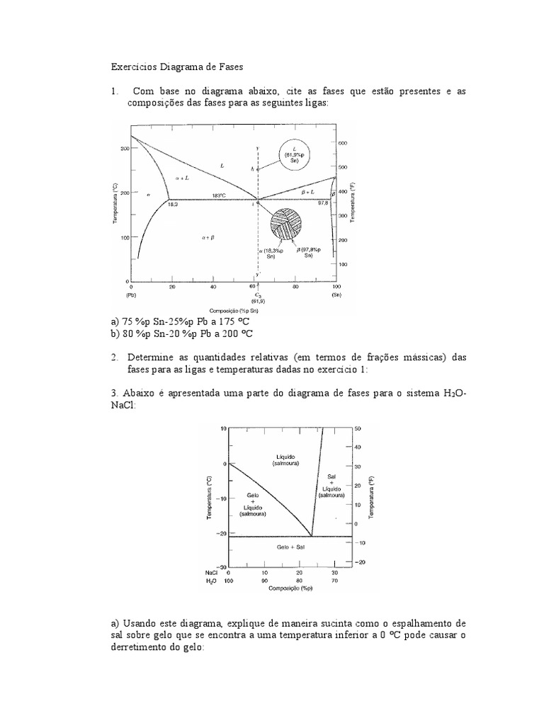 Exercícios Diagrama de Fases | PDF
