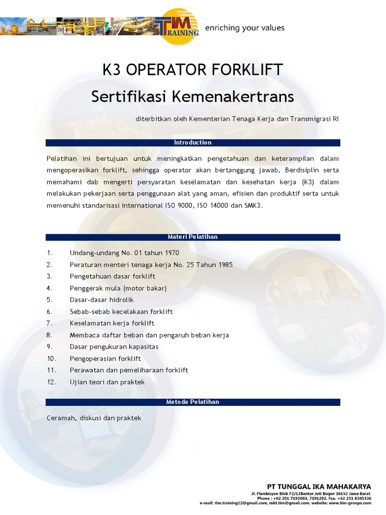 Sertifikasi K3 Operator Forklift | PDF