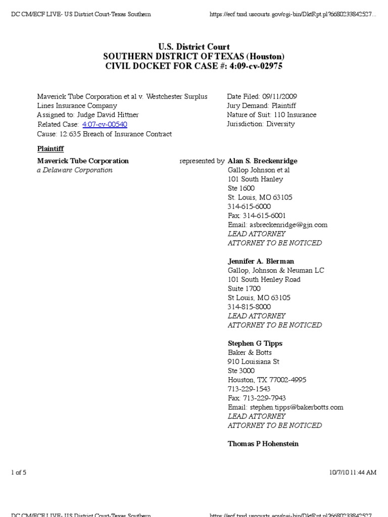 MAVERICK TUBE CORPORATION Et Al v. WESTCHESTER SURPLUS LINES INSURANCE ...
