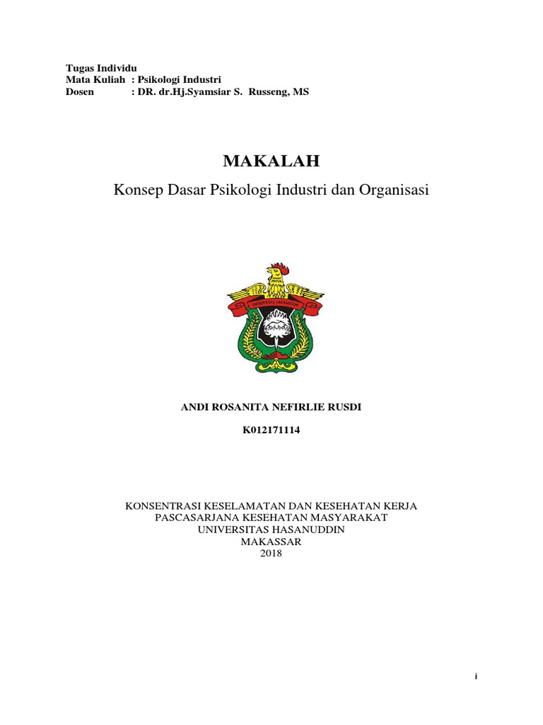 Makalah Konsep Dasar Psikologi Industri Dan Organisasi