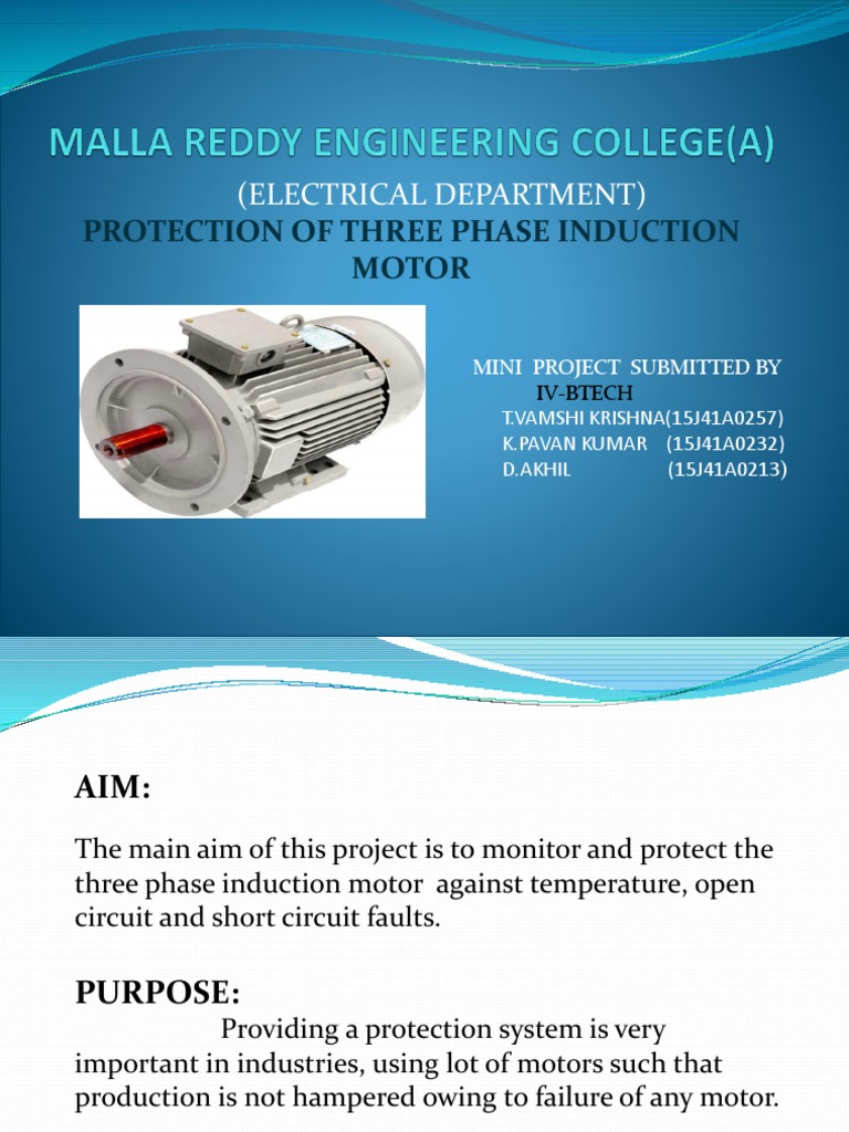 (Electrical Department) : Protection of Three Phase Induction Motor | PDF
