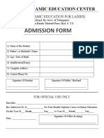 An NISA Admission Form