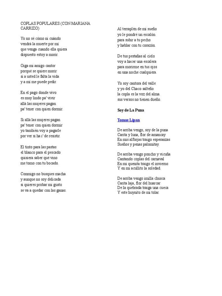 Coplas Populares de Nicaragua y Argentina | PDF | Poesía