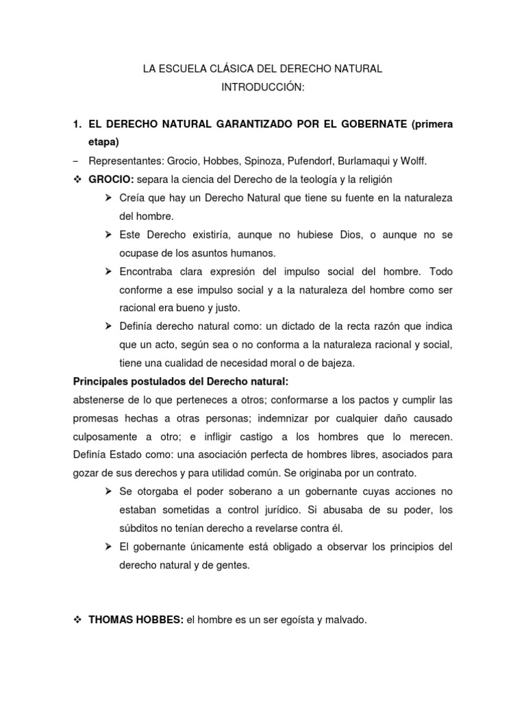 Escuela Clásica del Derecho Natural | PDF | La Ley natural | Estado ...
