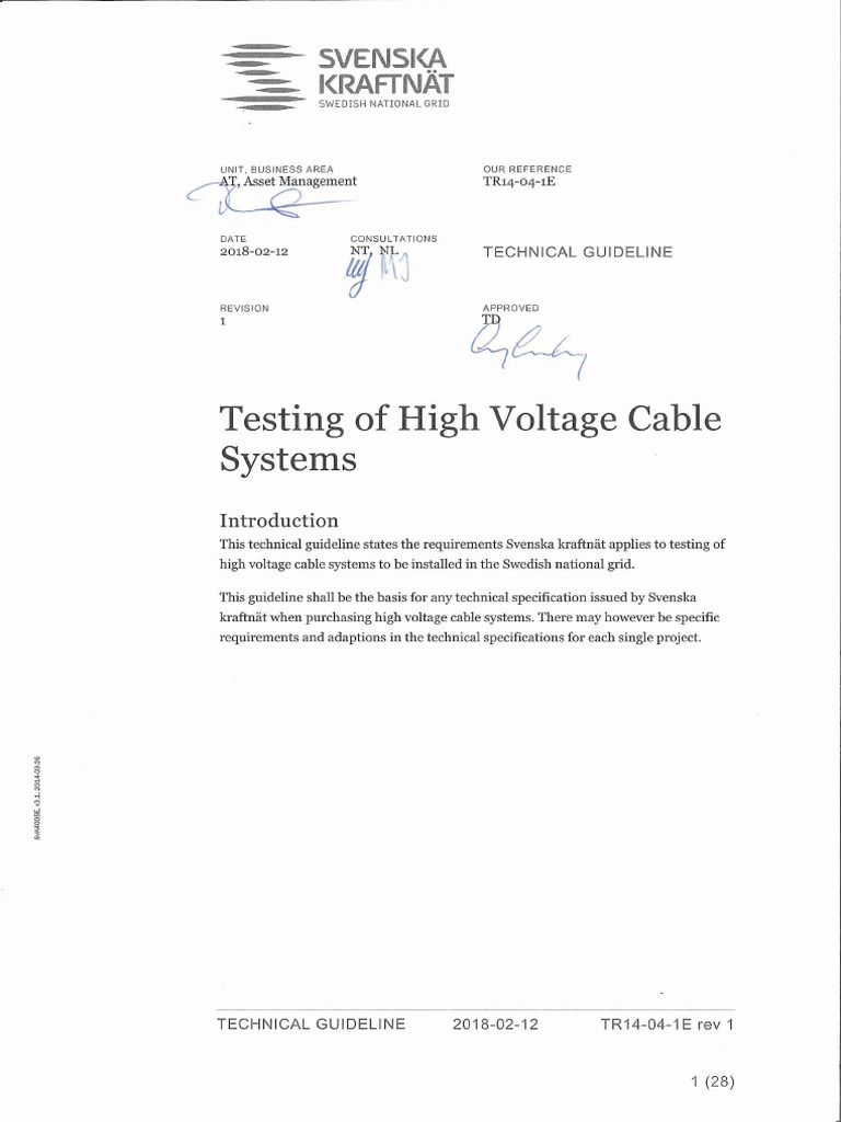 High Voltage Cable Testing Guidelines | PDF | High Voltage | High ...